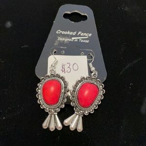 Crooked fence red faux turquoise earrings